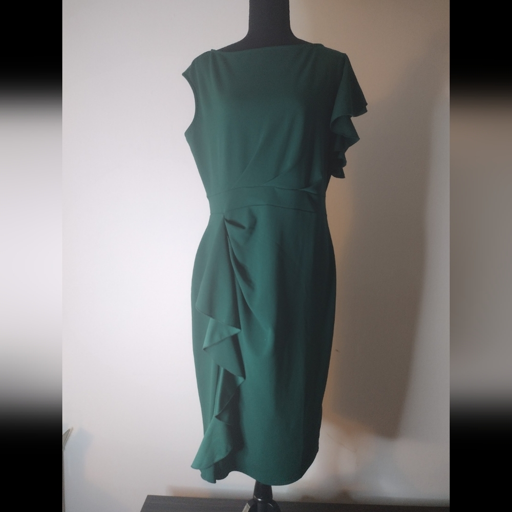 Woman's green dress with ruffles